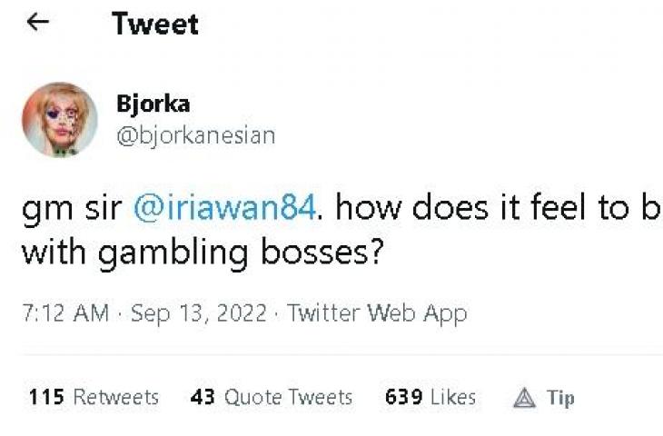 Bjorka singgung Ketum PSSI. (Twitter)