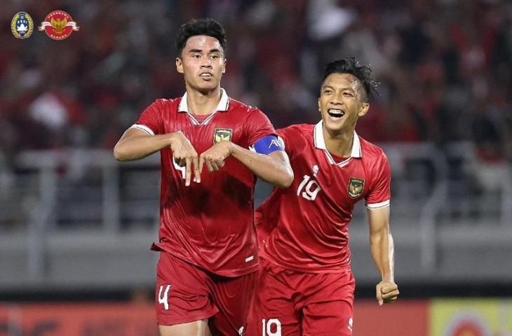 Muhammad Ferarri dan Rabbani Tasnim saat selebrasi gol. (Dok: PSSI)