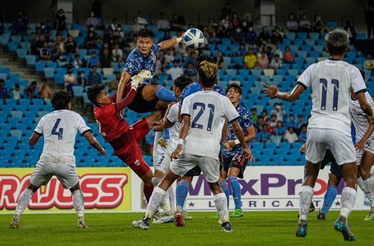 Pertandingan uji coba Timnas Kamboja U-23 vs Jepang U-23. (Dok. FFC)