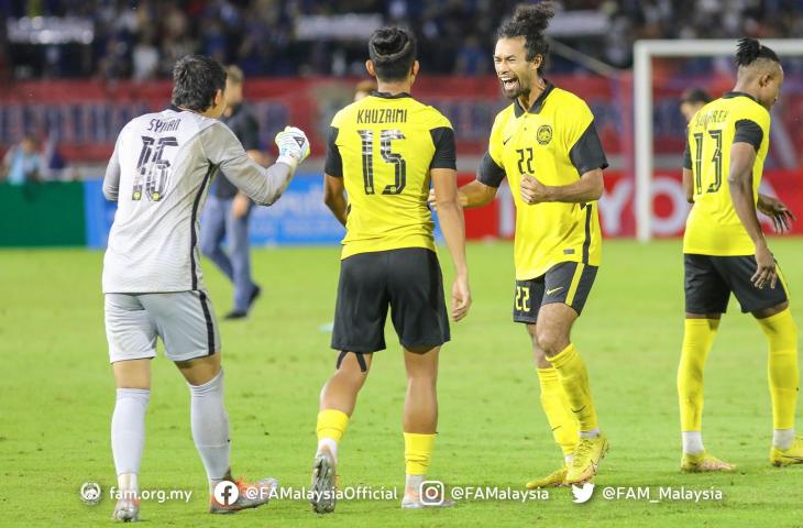 Selebrasi Corbin Ong usai Timnas Malaysia mengalahkan Thailand di Kings Cup 2022. (Dok. FAM)