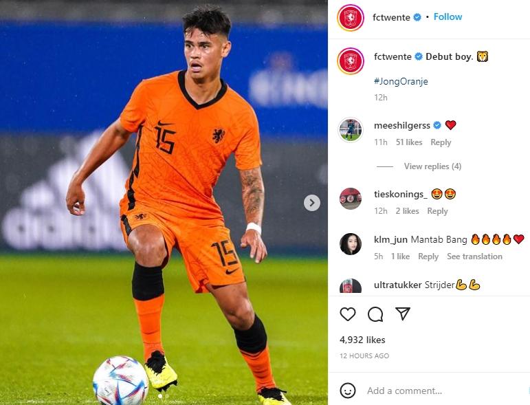 Mees Hilgers debut dengan timnas Belanda U-21. (Instagram/fctwente)