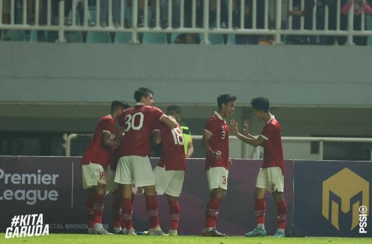 Selebrasi Timnas Indonesia usai mencetak gol ke gawang Curacao. (Dok. PSSI)