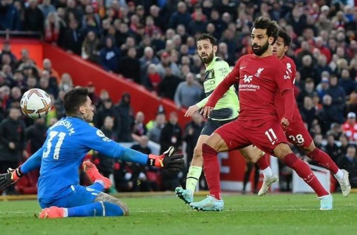 Mohamed Salah jadi bintang kemenangan Liverpool berkat gol tunggalnya ke gawang Manchester City dalam kemenangan 1-0. (Twitter)