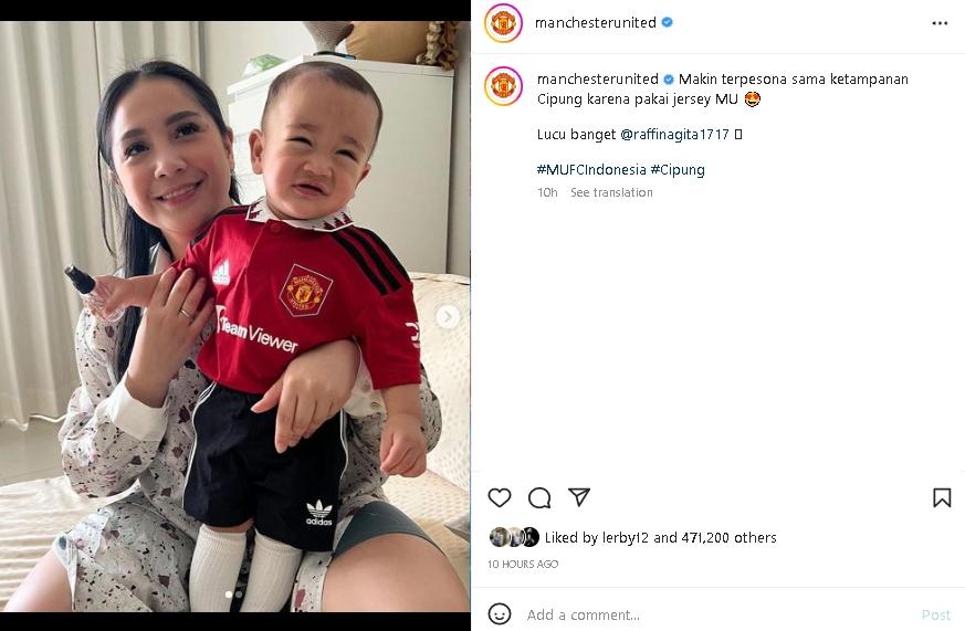 Rayyanza Cipung muncul di akun Manchester United. (Instagram/@manchesterunited)