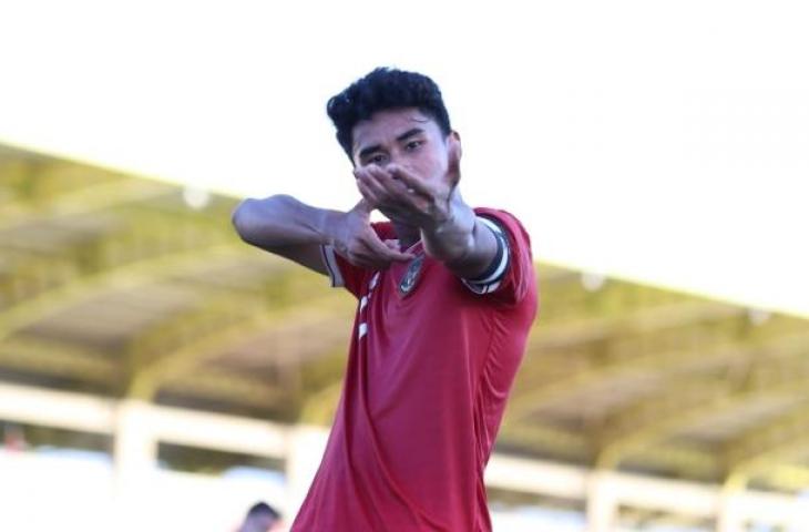 Pemain Timnas Indonesia U-20 Muhammad Ferarri cetak gol saat lawan Moldova. (dok.PSSI)