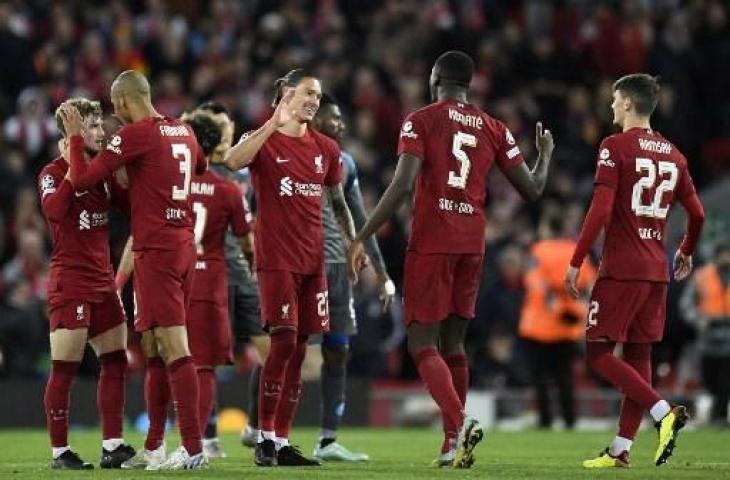 Liverpool usai mengalahkan Napoli di Liga Champions. (Oli SCARFF / AFP)