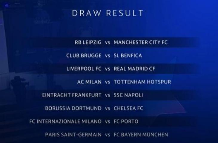 Hasil drawing 16 besar Liga Champions 2022/2023. (tangkapan layar)