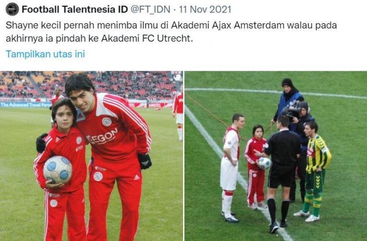 Shayne Pattynama ketika menjadi ball boys Ajax Amsterdam. (Twitter/@FT_IDN)