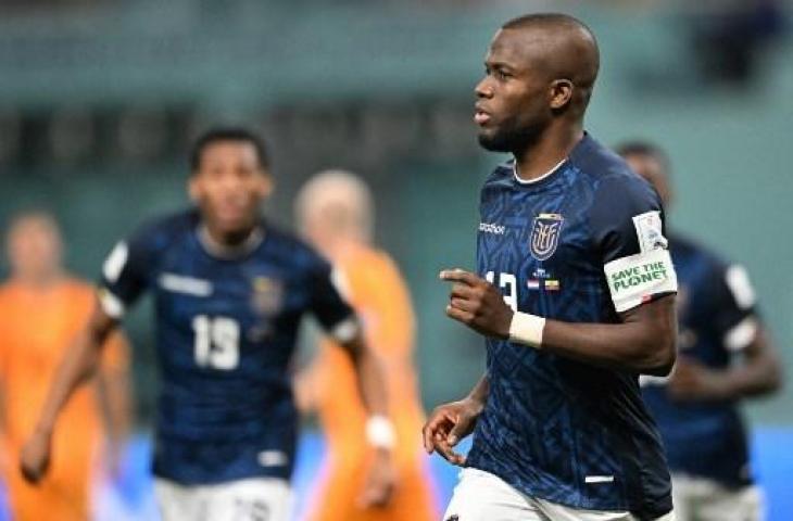 Enner Valencia cetak gol penyama kedudukan saat Ekuador tahan imbang Belanda 1-1. (AFP)