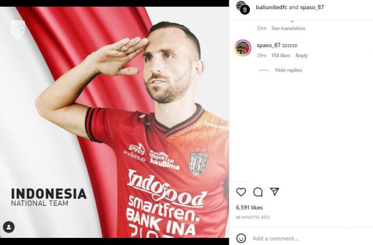 Striker Bali United, Ilija Spasojevic mendapatkan panggilan timnas Indonesia jelang Piala AFF 2022. (Instagram/baliunitedfc)