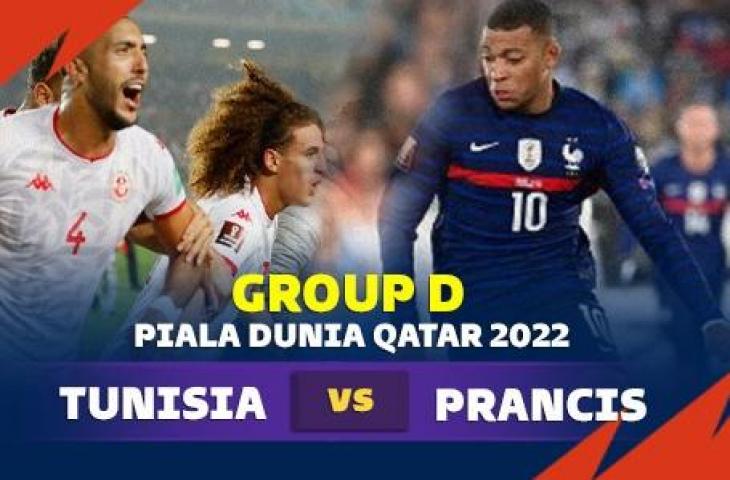 Grafis Tunisia vs Prancis di Piala Dunia 2022. (Suara.com)