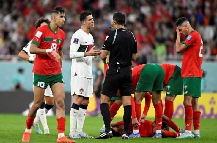 Potret Cristiano Ronaldo saat Portugal kalah lawan Maroko di perempat final Piala Dunia 2022. (AFP)