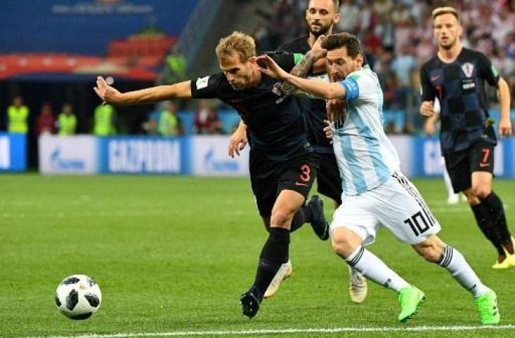 Aksi Lionel Messi saat Argentina lawan Kroasia di Piala Dunia 2018. (AFP)