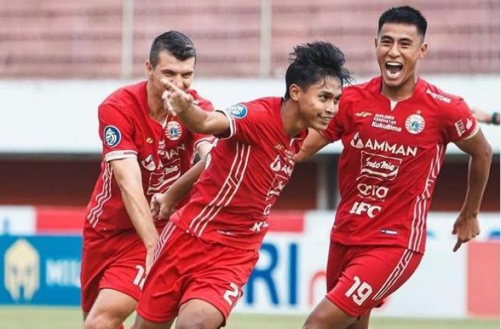 Selebrasi penyerang Persija Jakarta, Alfriyanto Nico, usai menjebol gawang Persebaya Surabaya di BRI Liga 1 2022/2023. (Instagram/@persija)