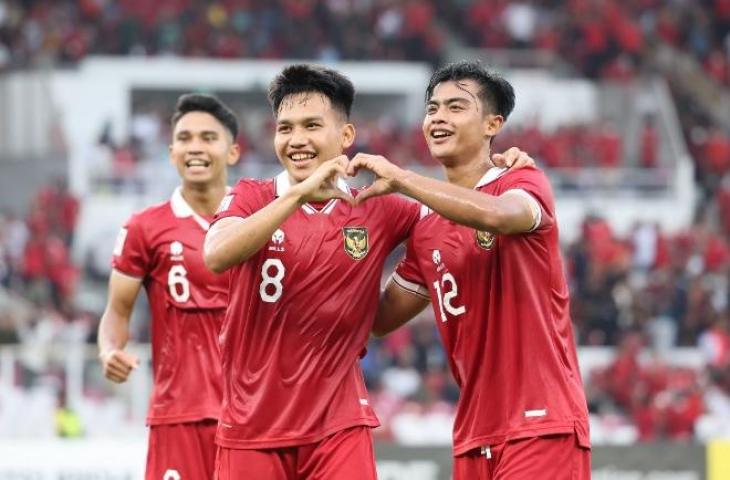 Marselino Ferdinan, Witan Sulaeman dan Pratama Arhan di laga Timnas Indonesia vs Kamboja. (dok.PSSI)