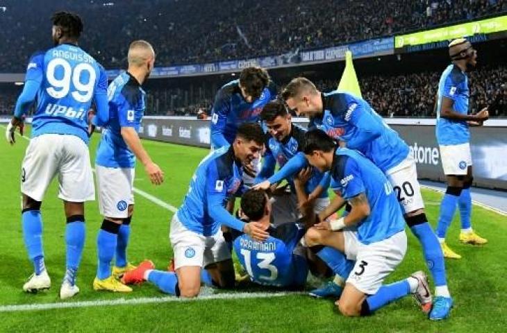 Selebrasi pemain Napoli saat taklukkan Juventus 5-1 di Liga Italia. (AFP)