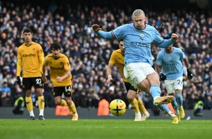 Erling Haaland cetak hattrick saat Manchester City taklukkan Wolves 3-0. (AFP)