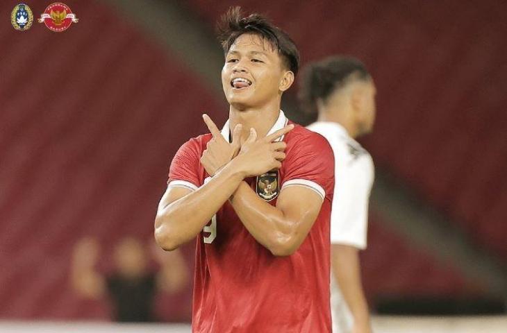 Selebrasi Hokky Caraka usai menjebol gawang Fiji di Turnamen Mini. (Dok. PSSI)