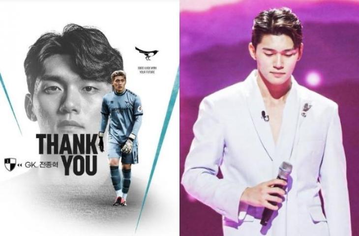 Kiper asal Korea Selatan, Jeon Jong-hyeok, pensiun dan banting setir jadi penyanyi. (Instagram/@sfc.seongnam)