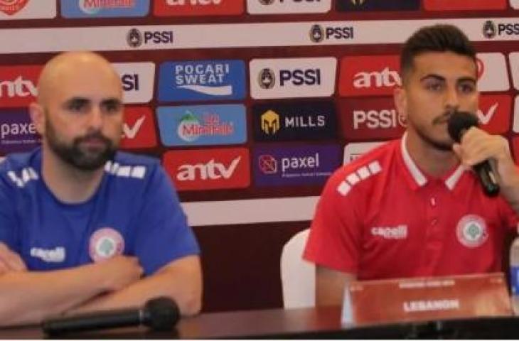 Pelatih Lebanon Miguel Moreira dan pemain Moh Haidar saat konferensi pers jelang menghadapi Timnas Indonesia U-22 (Dok. PSSI).