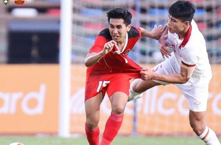 Pemain Timnas Indonesia U-22 Muhammad Taufany Maslihuddin saat lawan Vietnam di SEA Games 2023. (Instagram/@pssi)