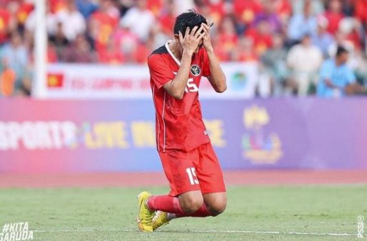 Pemain Timnas Indonesia U-22 Muhammad Taufany mencetak gol ke gawang Vietnam di seminal SEA Games 2023. (Instagram/@pssi)