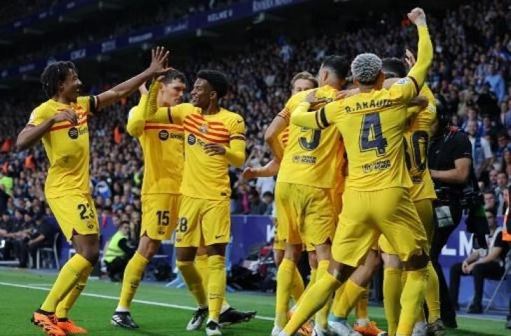 Barcelona juara Liga Spanyol 2022/2023 usai kalahkan Espanyol 4-2. (AFP)