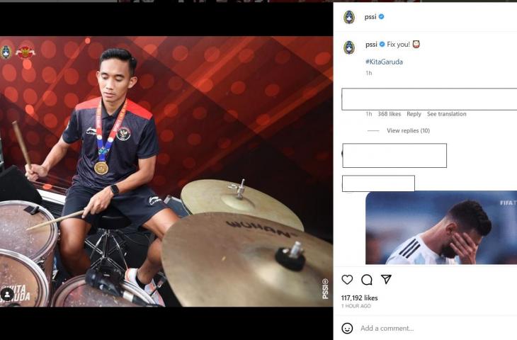 Rizky Ridho pamerkan skill bermain drum (Instagram/PSSI)