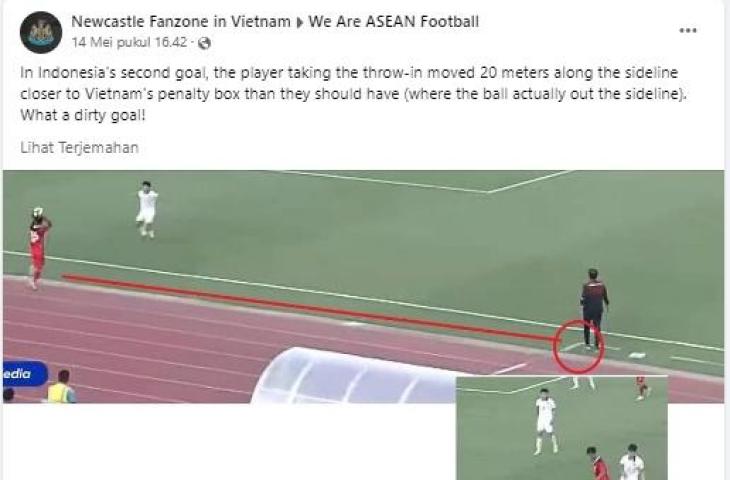 Netizen Vietnam sebut gol yang berasal dari lemparan Pratama Arhan merupakan gol kotor (Facebook/Newcastle Fanzone in Vietnam)