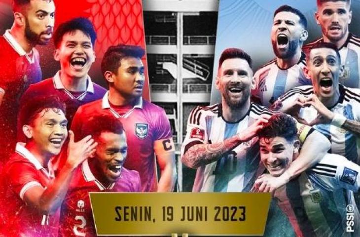 Poster laga Timnas Indonesia vs Argentina di FIFA Matchday pada 19 Juni 2023. (PSSI)