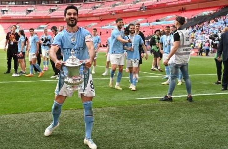 Ilkay Gundogan jadi pahlawan Manchester City meraih juara Piala FA. (AFP)