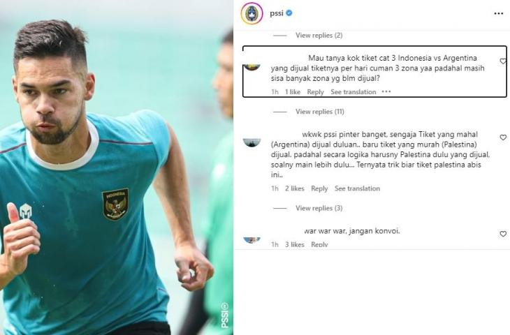 Netizen soroti hal ini dalam penjualan tiket timnas Indonesia vs Argentina. (Instagram/PSSI)