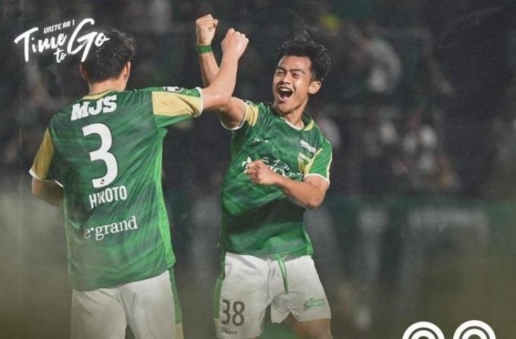 Pratama Arhan jadi pahlawan kemenangan Tokyo Verdy. (Twitter/@TokyoVerdySTAFF)