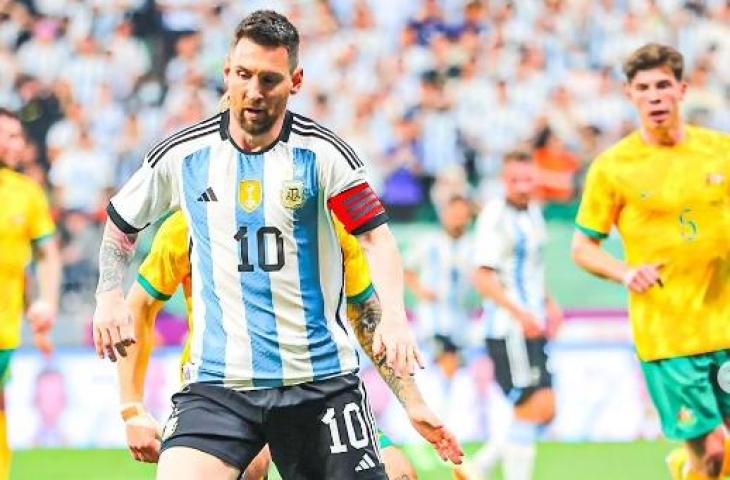 Aksi Lionel Messi saat Argentina kalahkan Australia di FIFA Matchday Juni 2023. (Instagram/@afaseleccion)