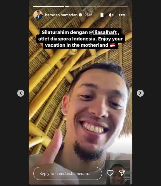 Hamdan Hamedan pamer momen video call dengan Ilias Alhaft. (Instagram/hamdan.hamedan)