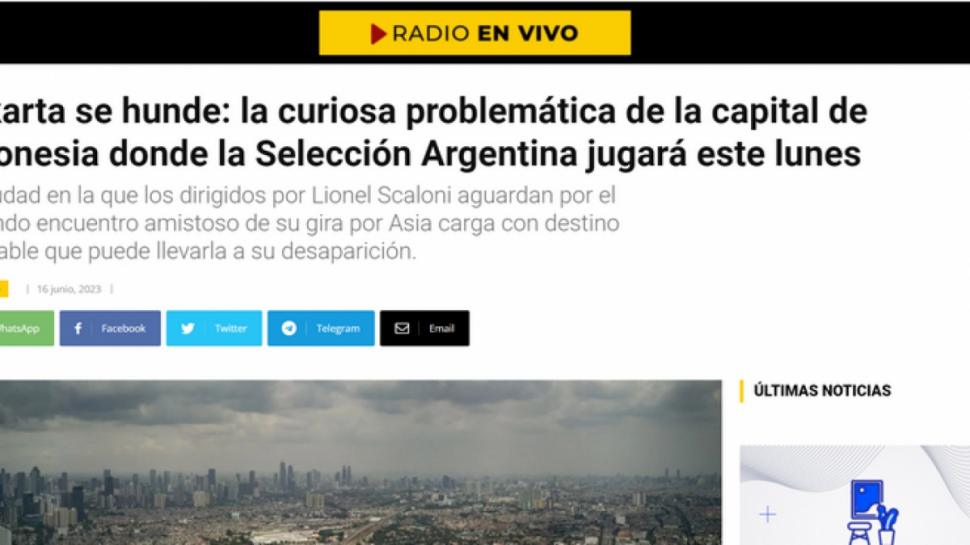 Media Argentina Nyinyir Soal Laga Melawan Timnas Indonesia. (sumber: Tangkapan layar)