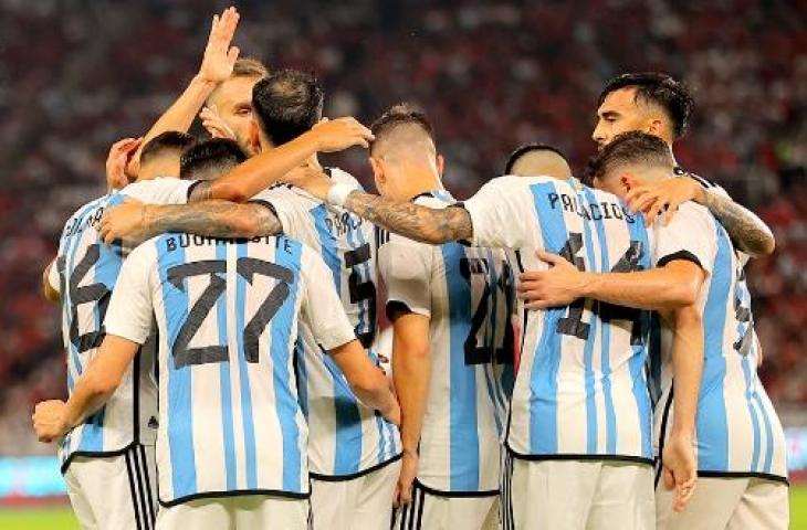 Skuad Argentina saat lawan Timnas Indonesia di SUGBK, Senin (19/6/2023). (dok.AFA)