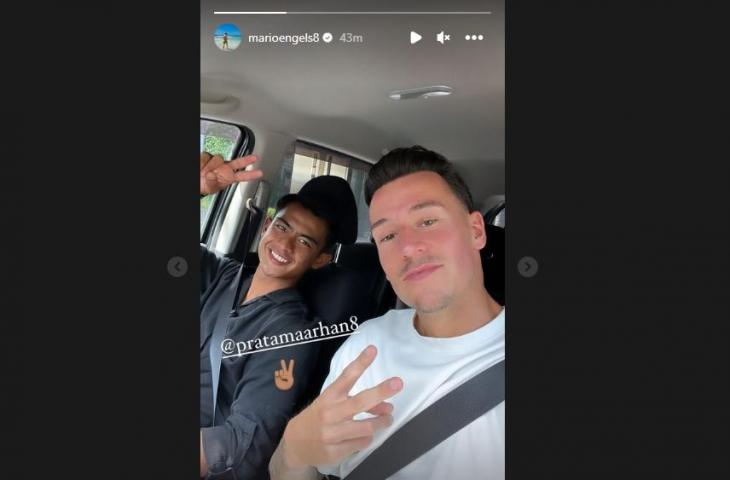 Pratama Arhan bersama pemain Jerman, Mario Engels (Instagram/marioengels8)