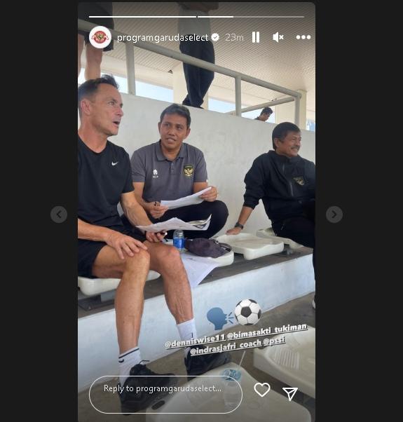 Dennis Wise, Bima Sakti dan Indra Sjafri. (Instagram/@programgarudaselect)