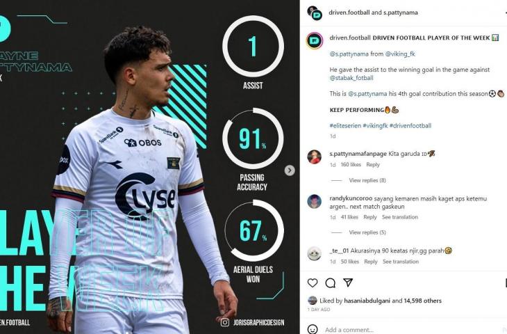 Statistik apik Shayne Pattynama. (Instagram/@driven.football)