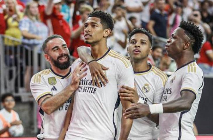 Jude Bellingham cetak satu gol saat Real Madrid kalahkan Athletic Bilbao 2-0. (Twitter)