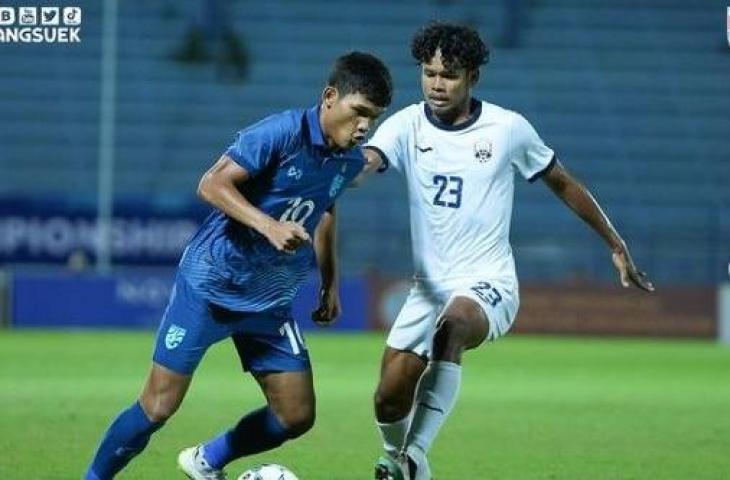 Laga Timnas Thailand U-23 vs Kamboja di Piala AFF U-23 2023. (Instagram/@changsuek)