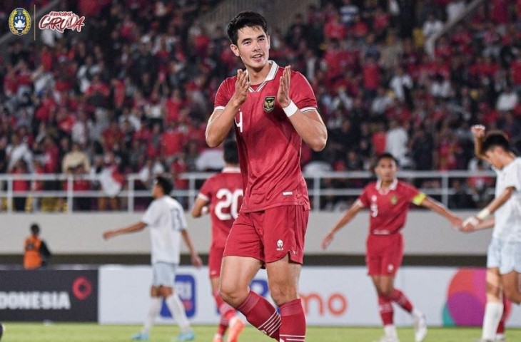 Elkan Baggott dipasang sebagai striker. (Dok. PSSI)