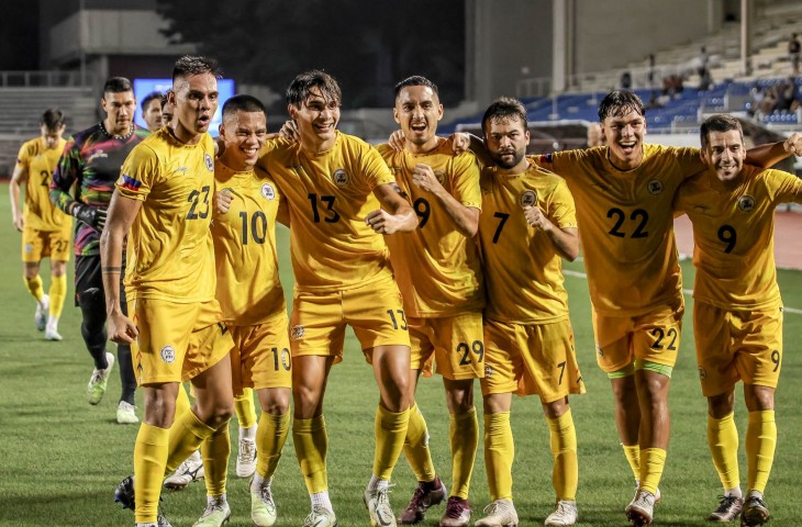 Timnas Filipina saat menjungkalkan Afghanistan dalam pertandingan uji coba. (Dok. The Azkals)