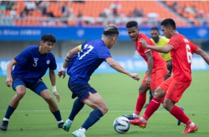 Pertandingan Timnas Indonesia U-24 vs Taiwan dalam matchday kedua Grup F Asian Games 2022 di Zhejiang Normal University East Stadium, China, Kamis (21/9/2023) sore WIB. (NOC Indonesia/Naif Al’As)