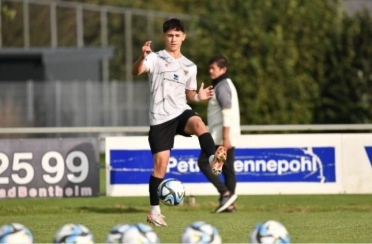 Pemain diaspora Amar Rayhan Brkic saat berlatih bersama Timnas Indonesia U-17 dalam training camp (TC) di Jerman. (Dok. PSSI).