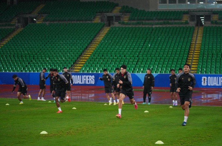 Latihan resmi Timnas Indonesia di Stadion Internasional Basra.(PSSI)