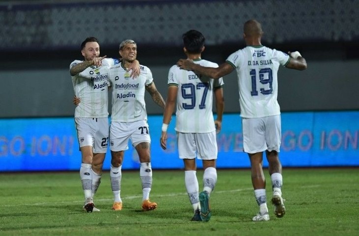 Pemain Persib melakukan selebrasi usai mencetak gol ke gawang Dewa United. (MO Persib)