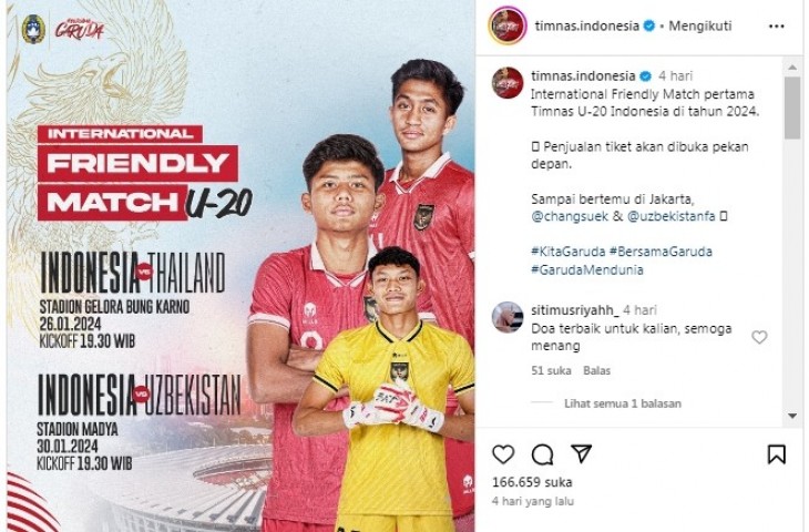 Indonesia akan hadapi Thailand dan Uzbekistan. 