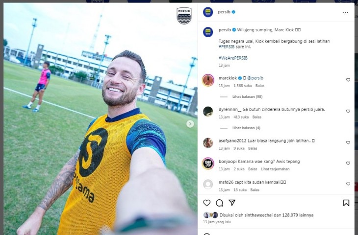 Unggahan Persib terkait kembalinya Marc Klok.